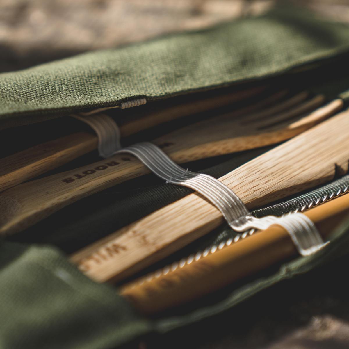 Wild Roots Natural Bamboo Cutlery Set - Khaki