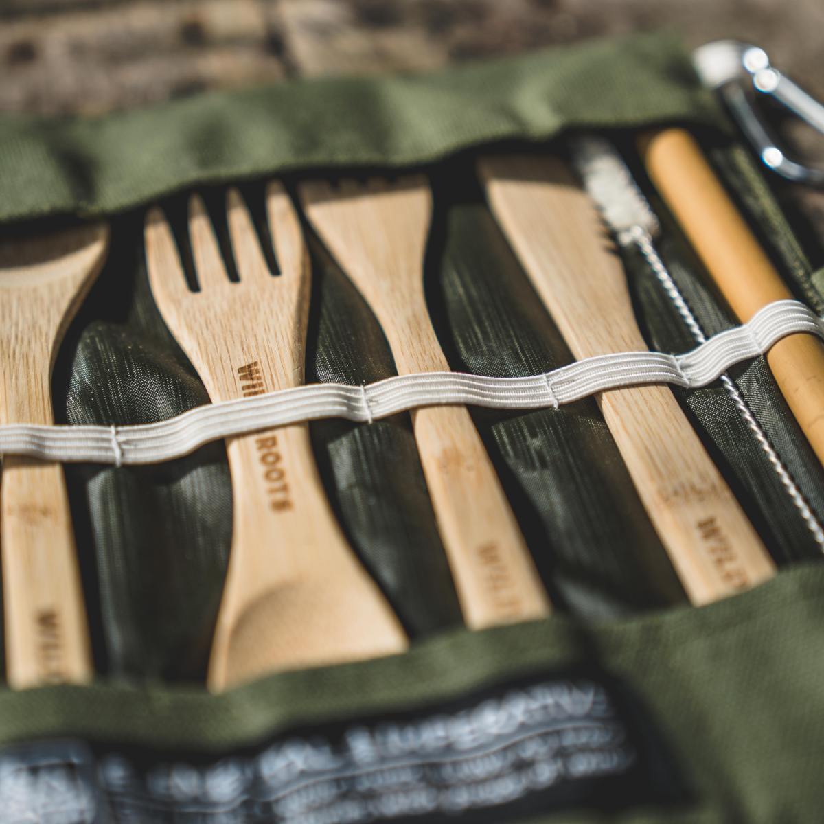 Wild Roots Natural Bamboo Cutlery Set - Khaki