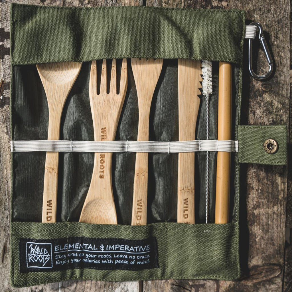 Wild Roots Natural Bamboo Cutlery Set - Khaki