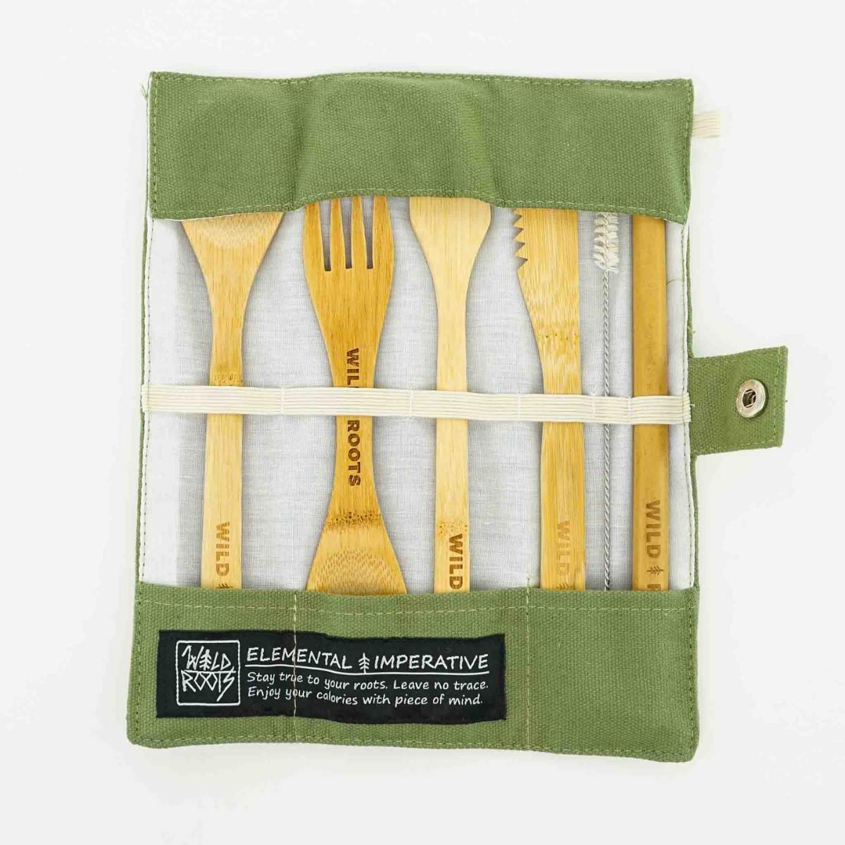 Wild Roots Natural Bamboo Cutlery Set - Khaki