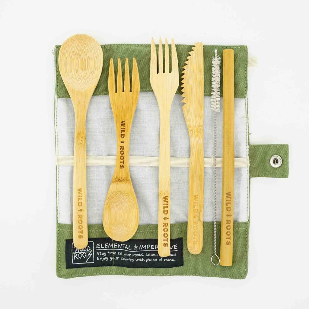 Wild Roots Natural Bamboo Cutlery Set - Khaki