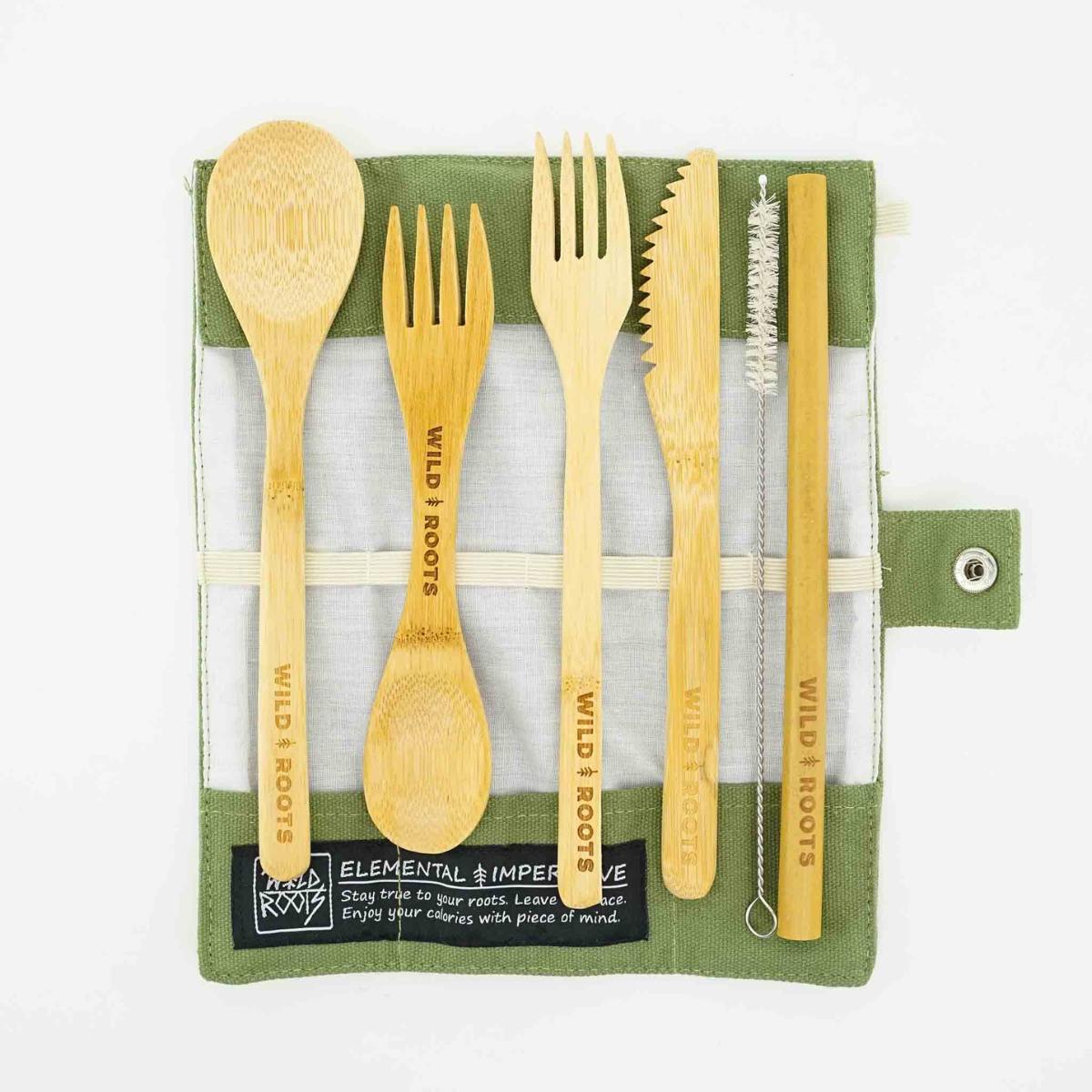Wild Roots Natural Bamboo Cutlery Set - Khaki