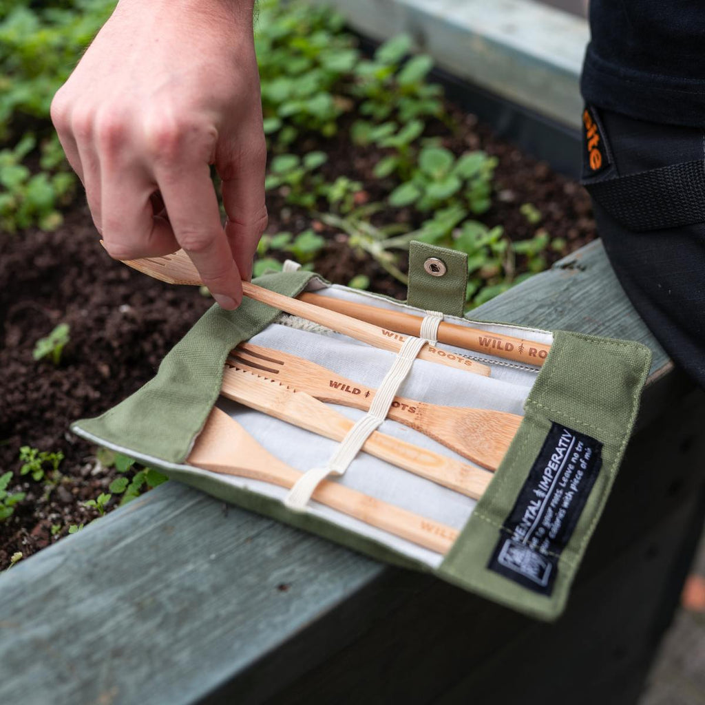 Wild Roots Natural Bamboo Cutlery Set - Khaki