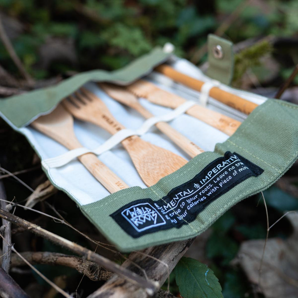 Wild Roots Natural Bamboo Cutlery Set - Khaki