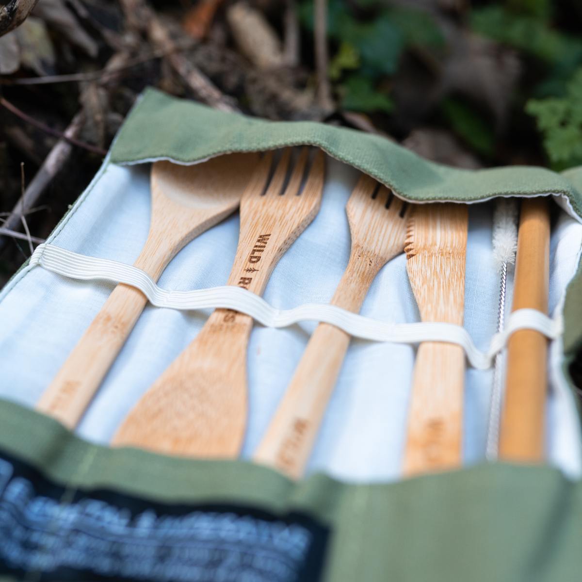 Wild Roots Natural Bamboo Cutlery Set - Khaki